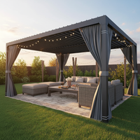 Wishoutdoor Gazebo Moderne Motorisé de Luxe en Aluminium - Résistant au Vent, Imperméable, Écologique, Décoration de Balcon et de Jardin, Style Vie Côtière
