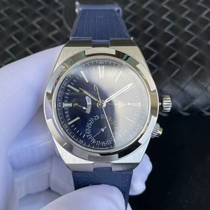 นาฬิกาผู้ชายสไตล์ดีไซเนอร์จาก Custom Watch Lab ตัวเรือนเหล็ก หน้าปัดสีน้ำเงิน สายยาง กระจกแซฟไฟร์ เรืองแสง กันน้ำ 50 บาร์ แสดงเวลาสองระบบ - Product Image 2