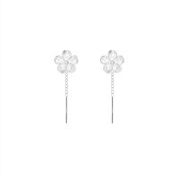 Anting-anting tusuk bunga kecil perak sterling 925 asli untuk wanita, aksesoris perhiasan