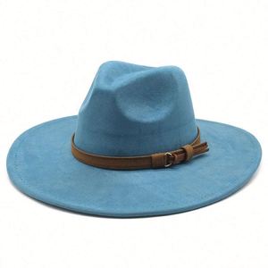 Chapeau Fedora en Daim Tendance Printemps-Automne Nouveauté Femme Homme Événements Chapeaux Fedora à Large Bord pour Femmes - Product Image 1