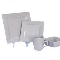 Service de table en grès classique gris glacé de luxe, 4 pièces, compatible avec le four à micro-ondes, compatible avec le lave-vaisselle, assiettes et bols pour la salle à manger à domicile