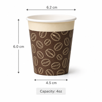 Gobelets en papier jetables à paroi simple de 4oz, 8oz, 12oz, 16oz, 20oz, personnalisables pour café chaud, vente en gros
