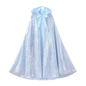 Da principessa per bambini con cappuccio <span class=keywords><strong>mantello</strong></span> con paillettes per ragazze Dress-Up Top per feste di compleanno e Halloween - Product Image 3