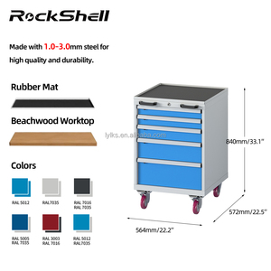 Nhiệm Vụ Nặng Nề Công Nghiệp 5-Ngăn Kéo Công Cụ Xe Đẩy Giỏ Hàng Thép Và Sắt Đơn Vị Lưu Trữ Cho Cơ Máy Rỗng Cán Công Cụ Tủ - Product Image 2