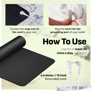 GroundingWell - แผ่นรองพื้นสำหรับเท้าพร้อมสายไฟยาว 15 ฟุต, ตัวต้านทาน 50K โอห์ม, ชั้นคาร์บอน - แผ่นรองพื้นสำหรับทำงาน, นอนหลับ, เพื่อความสบาย - Product Image 5