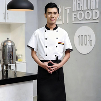 Uniforme de chef à manches courtes, veste de cuisine pour hôtel et restaurant, unisexe, en polyester, confortable, vêtements de chef pour étudiants