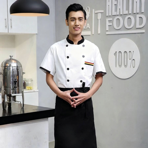 Chef uniforme Chef vêtements à manches courtes hôtel Restaurant cuisine salopette uniforme étudiant Chef vêtements - Product Image 4