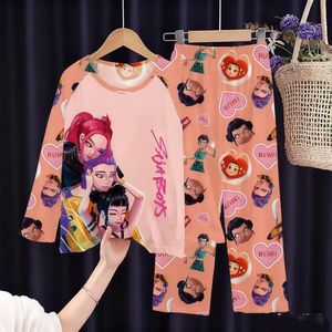 ชุดนอนลำลองลายการ์ตูน K-Pop Demon Hunters สำหรับสาวๆ แบบสั่งพิมพ์ได้ เสื้อแขนยาว กางเกงขายาว ชุดนอนใส่สบายๆ อยู่บ้าน - Product Image 3
