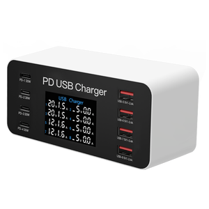 שולחן העבודה של 65w multi-port <span class=keywords><strong>pd</strong></span> <span class=keywords><strong>usb</strong></span> c מטען מהיר 8 יציאות 30w סוג-c <span class=keywords><strong>USB</strong></span> עם תחנת טעינה דיגיטלית lcd - Product Image 1