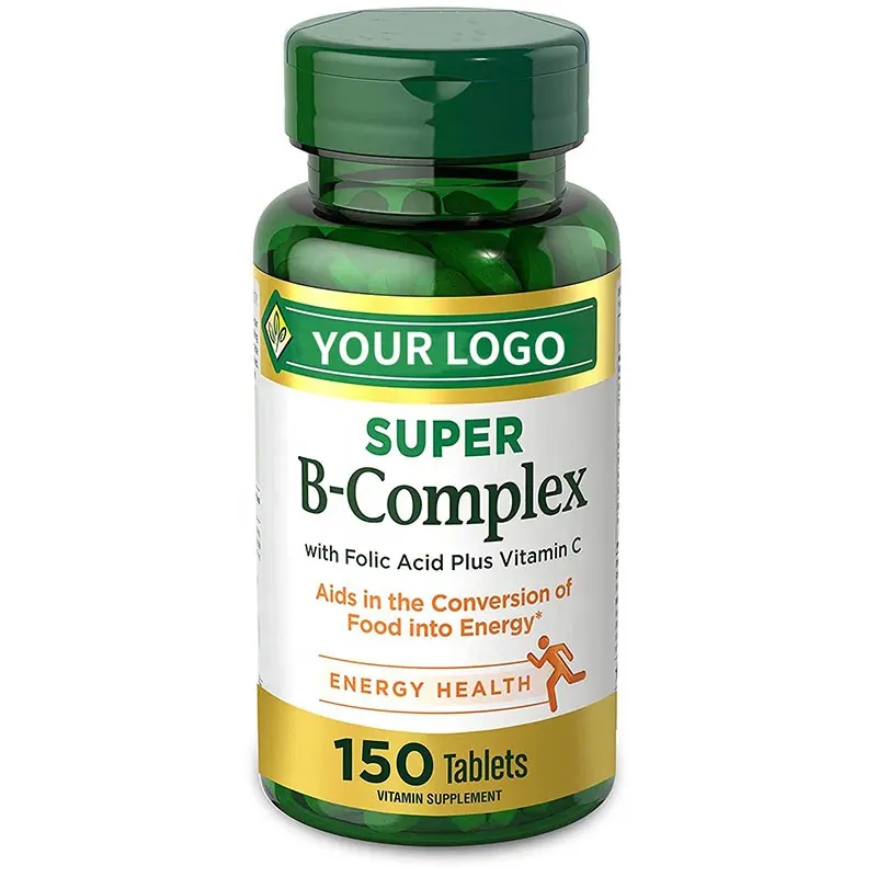 Vitamine B Complex Tablet Met Vitamine C Voor Immuunsysteem Ondersteuning & Foliumzuur Vitamine Tablet