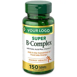 Tableta de vitamina B con vitamina C, dispositivo para soporte de sistema nervioso, ácido fólico y vitamina C