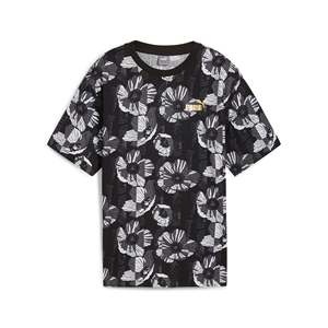 เสื้อยืดผู้หญิงพูม่าสีดำสีขาวพิมพ์ลายดอกไม้สวมใส่สบายทุกฤดูกาล - Product Image 1
