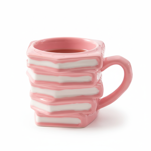 Taza de café de libro de cerámica Rosa única personalizada nórdica, regalo de negocios, logotipo personalizado de estilo de lujo ecológico - Product Image 1