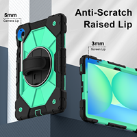 Étui antichoc robuste pour Samsung Tab S9 S9FE S10FE S10 Lite PC+Silicone avec support rotatif, porte-stylet, bandoulière et dragonne