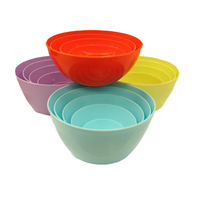 En gros logo personnalisé Ustensiles de Cuisine 5 Taille Ensemble en plastique Set de bols à mélanger compact nidification coloré bol à dessert
