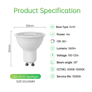 Foco LED <span class=keywords><strong>GU10</strong></span> Moderno 3000-10000K 100-120V AC para Iluminación Empotrada en Hogares, Hoteles y Oficinas, Proveedor de Jiangxi - Product Image 3