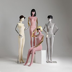 Boutique magasin de vêtements mode Mannequins femme placage main réglable velours corps complet Mannequin femme avec cheveux décorer - Product Image 4