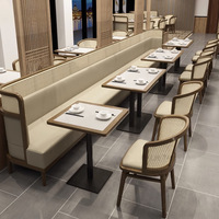 Ensemble de meubles de restaurant, de café et de salon de thé en cuir, en marbre, en forme de demi-cercle incurvé, avec table et chaises