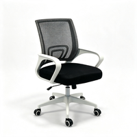 Chaise de bureau pivotante en maille la moins chère, cadre blanc, chaise de personnel, chaise d'ordinateur rotative