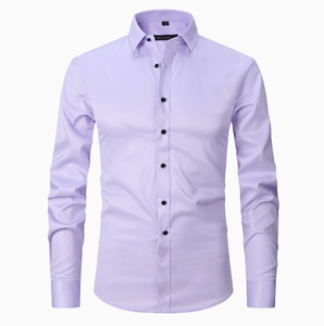 <span class=keywords><strong>Camisa</strong></span> Formal de <span class=keywords><strong>Hombre</strong></span> para Uso Diario, Diseño Nuevo, Sin Arrugas, Elástica, <span class=keywords><strong>Talla</strong></span> <span class=keywords><strong>Grande</strong></span>, Manga Larga, Moderna, de Color Sólido - Product Image 6