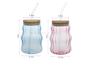 Tasse <span class=keywords><strong>en</strong></span> <span class=keywords><strong>verre</strong></span> borosilicaté côtelé coloré pour boissons Conception de <span class=keywords><strong>gourde</strong></span> <span class=keywords><strong>en</strong></span> forme de nuage pour bière café glacé jus Soda <span class=keywords><strong>thé</strong></span> - Product Image 2