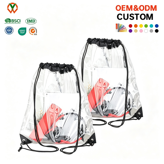 Waterproof Large Clear Bag See Through PVC Transparent Drawstring Bags Stadium Colleges Sport Drawstring Backpack