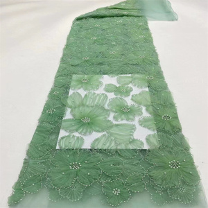 Nuovo Tessuto in Pizzo con Paillettes Scintillanti 2026, Tessuto in <span class=keywords><strong>Tulle</strong></span> <span class=keywords><strong>Ricamato</strong></span> Floreale, Pizzo con Perline <span class=keywords><strong>per</strong></span> <span class=keywords><strong>Abiti</strong></span> da Sposa - Product Image 5