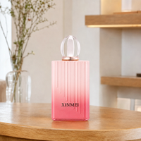 Flacon de parfum en verre rectangulaire de 100 ml, dégradé rose, givré, conteneur cosmétique, emballage décoratif