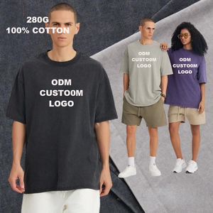 T-shirt Homme Respirant en Coton Peigné Double Fil, Style Rétro Américain et Européen, Grande Taille, 280g, Effet Salé Vieilli, Marque de Mode - Product Image 1
