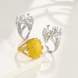 Base de bague ajustable en forme de branche d'arbre |   Kit de fabrication de bijoux DIY plaqué or 18 carats et argent pour pierres précieuses personnalisées - Product Image 1