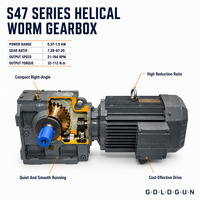 Réducteur de vitesse à vis sans fin hélicoïdale GOLDGUN 0.55KW Série S47 à arbre plein, pour déchargeur de mortier de béton, OEM/ODM disponible, M1-M6