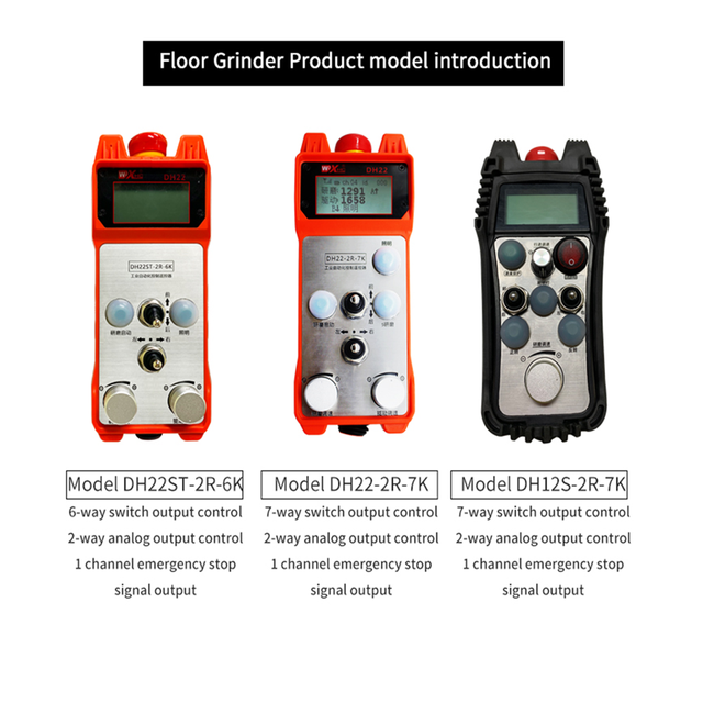 WiXHC DH22 Industrial Wireless Remote Control 18CH Relay 4CH 0-10V Analog Output for VFD Inverter Floor Grinder