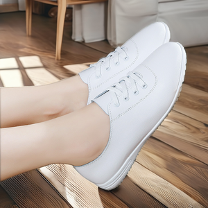 Fashion Breathable Solid Ballet Flats PU Leather Summer Women Casual <b>Shoes</b> Flat Loafer Comfortable Lace up <b>Soft</b> Sole - Product Image 2