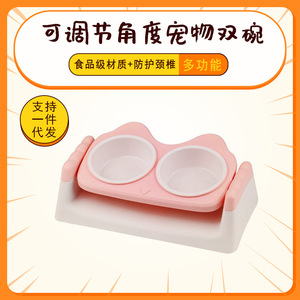 Bols surélevés réglables pour chats et chiens, double distributeur, antidérapant, facile à nettoyer, station d'alimentation pour animaux de compagnie pour la protection de la colonne cervicale - Product Image 4