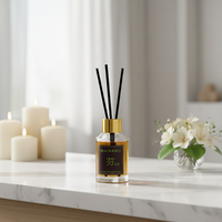 Diffuseur d'ambiance écologique avec bâtonnets en rotin et flacon en verre pour parfumer la maison – Parfum et taille personnalisables – Lavande – Non toxique