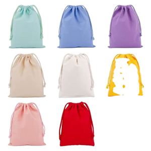 Soft Velvet Cotton Drawstring Pouch Jewelry Gift <b>Bag</b> with Color-Matched <b>Cord</b>, 9 Colors Small Storage Sachet Custom Logo - Product Image 1