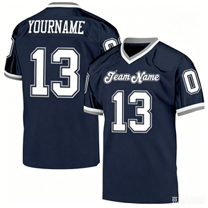 Maillot de football américain personnalisé avec nom brodé – Vente en gros – Bleu – Joueur débutant – Grandes tailles - Product Image 3