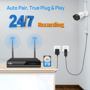 Système de caméra de sécurité sans fil Ai Smart 5MP H.265, 8 canaux, audio bidirectionnel, vision nocturne couleur, NVR extérieur, détection de mouvement WK - Product Image 2