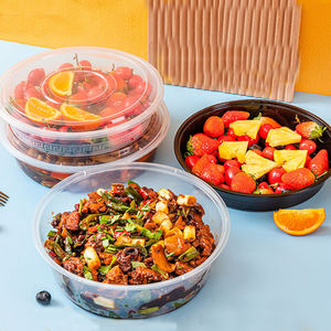 Restaurant Supermarché Ferme En Plastique Grand Rond Salade Fromage <span class=keywords><strong>Plateau</strong></span> Repas Fruits <span class=keywords><strong>De</strong></span> <span class=keywords><strong>Mer</strong></span> Cuit Snack Soupe Bol Boîte D'emballage Alimentaire - Product Image 2