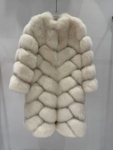Abrigo <span class=keywords><strong>de</strong></span> <span class=keywords><strong>Piel</strong></span> <span class=keywords><strong>de</strong></span> Zorro Auténtico Beige con Cuello Alto, Abrigo Largo <span class=keywords><strong>de</strong></span> <span class=keywords><strong>Piel</strong></span> <span class=keywords><strong>para</strong></span> Mujer, Cálido <span class=keywords><strong>para</strong></span> el Invierno, Gran Venta - Product Image 6