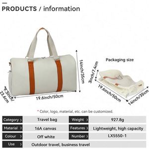 กระเป๋าเดินทางผ้าแคนวาสแบบกำหนดเองจากโรงงาน BSCI พร้อมช่องใส่รองเท้า - Product Image 5