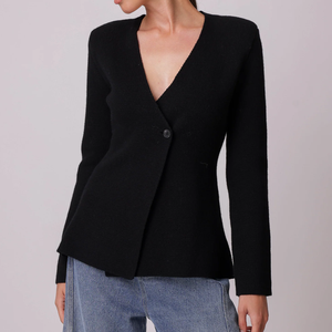 Maglione a maniche lunghe con Cardigan <span class=keywords><strong>nero</strong></span> a maglia asimmetrica da donna per abbigliamento Casual <span class=keywords><strong>elegante</strong></span> da ufficio - Product Image 3