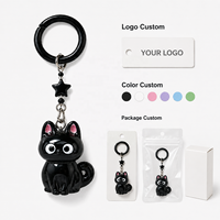 Porte-clés Chat Noir 3D Étoile, Mignon Dessin Animé, Chaton aux Grands Yeux, Breloque de Sac, Pendentif, Cadeau pour Femme, Prêt à Expédier