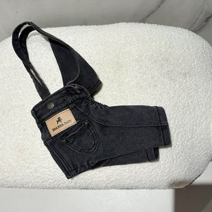 JM-Pantalon à bretelles Doggy Cowboy en denim <span class=keywords><strong>noir</strong></span> <span class=keywords><strong>et</strong></span> <span class=keywords><strong>blanc</strong></span>, style ours en peluche, poméranien, denim 100% coton - Product Image 4