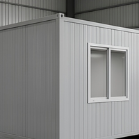 Maison conteneur extensible de 20 pieds à double aile, préfabriquée, modulaire, gris industriel, pour bureau, dortoir ou usage sur chantier