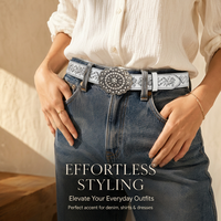 Ceinture décontractée pour femmes en PU décorée de strass blancs avec boucle en alliage d'aluminium, ceinture rétro tendance