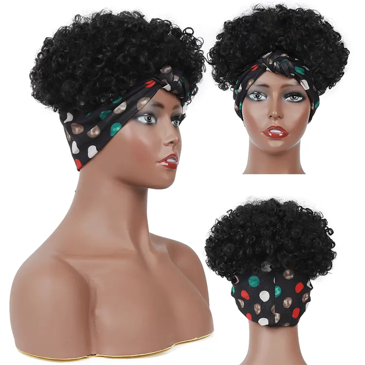 Cordão curto perucas Sintéticas Perucas Afro Kinky Curly Peruca Headband Do Cabelo