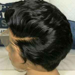 วิกผมบ๊อบสั้นทรงพิกซี่ ผมตรงแท้ วิกผมบราซิลแบบเวอร์จิ้น  วิกผมพิกซี่แบบมีเชือกผูกด้านหน้าสำหรับผู้หญิง - Product Image 2