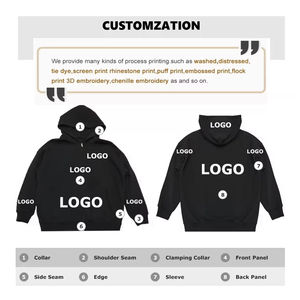 Sudadera recortada cuadrada de primera calidad para hombre, ropa de calle de manga larga, Sudadera con capucha, logotipo bordado personalizado, Sudadera con capucha personalizable transpirable - Product Image 5