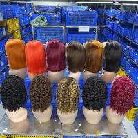 Perruque Lace Front Vierge Cheveux Humains Brésiliens Non Traités Type Vison, Fermeture Transparente, Bob Droit, Vente en Gros